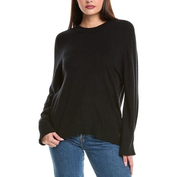 Wispr Womens  Saddle Shoulder Silk-Blend Sweater, Black - Picture 1 of 3